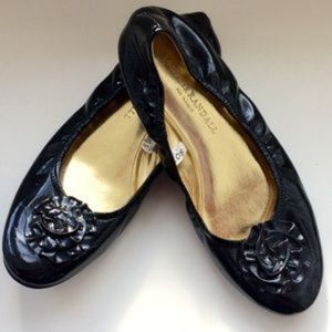 Patent Leather Black Flats with Detailed Toe